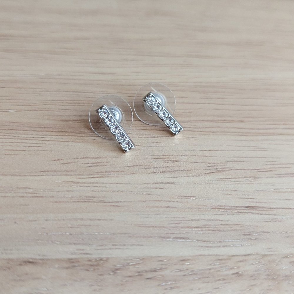 Brand new, never worn Touchstone Crystal by Swarovski Pave Bar Earrings